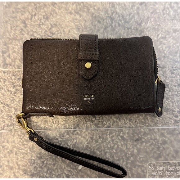 Fossil Women's Pebbled Leather Wallet Butter Soft Distressed BrownClutch Zip Top - Picture 1 of 7